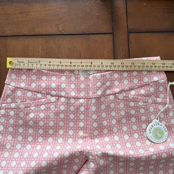 Spartina 449 Womens Pink White Geometric Cane Print Pull On Pants Size L NWT - Picture 6 of 7
